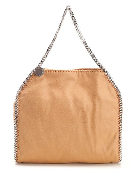 STELLA MCCARTNEY Large Falabella Raffia & Canvas Top Handle Bag with Silver-Tone Chain Detail - Brown, 39.5 cm x 35.5 cm x 7 cm