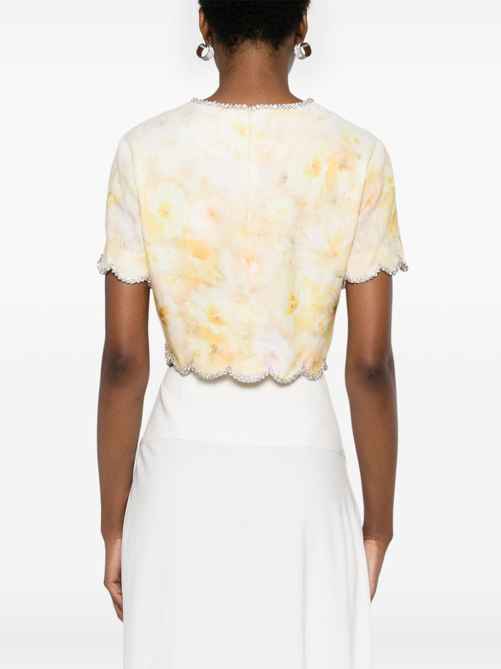 ZIMMERMANN Mini Floral Embellished Linen Top