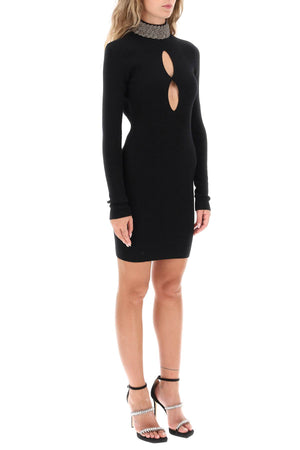 GIUSEPPE DI MORABITO Jewel Collar Mini Dress in Black