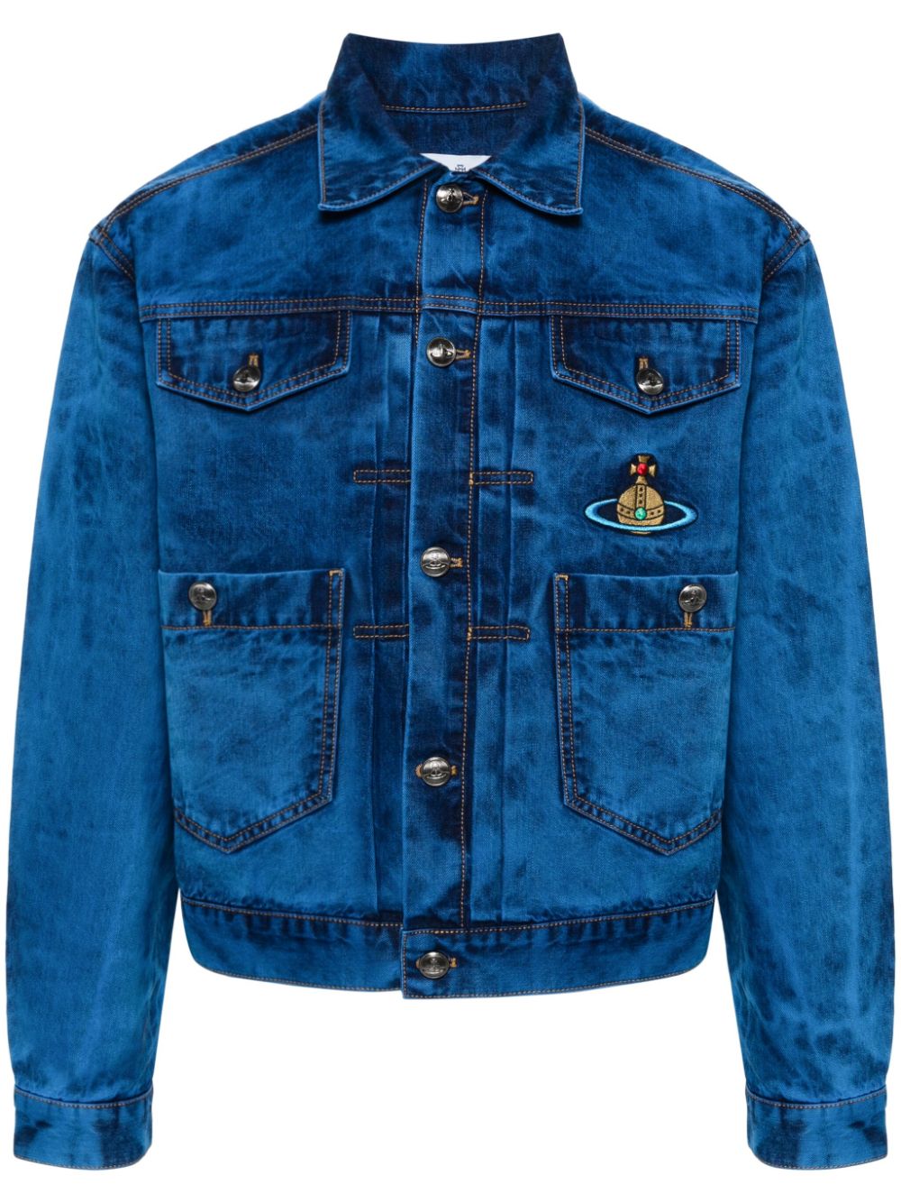 VIVIENNE WESTWOOD Blue Denim Acid Wash Men's Jacket