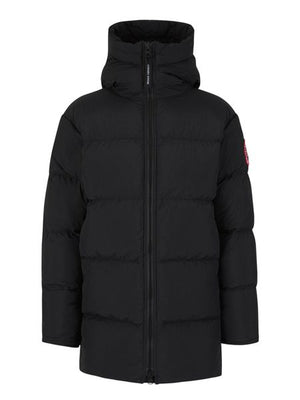 CANADA GOOSE Lawrence Mid-Thigh Length Down Jacket with Black Logo