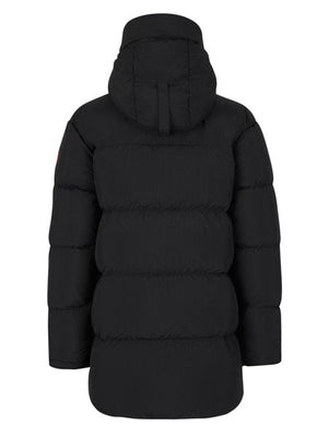 CANADA GOOSE Lawrence Mid-Thigh Length Down Jacket with Black Logo