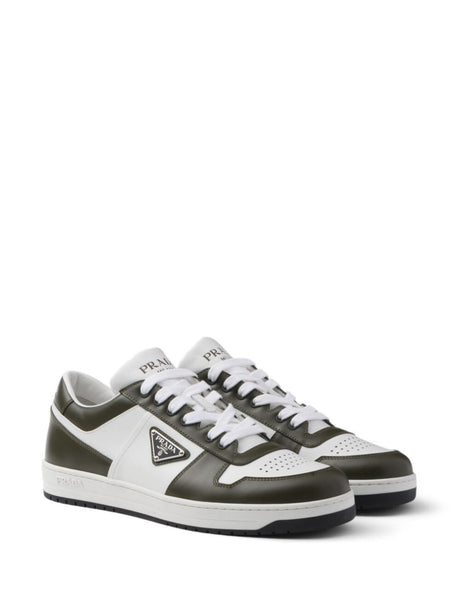 PRADA Downtown Bicolor Leather Sneakers with 3.5 cm Sole for Women