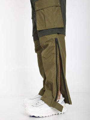 MONCLER PHARRELL WILLIAMS Green Convertible Cargo Trousers for Men