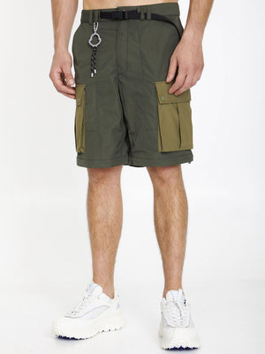 MONCLER PHARRELL WILLIAMS Green Convertible Cargo Trousers for Men