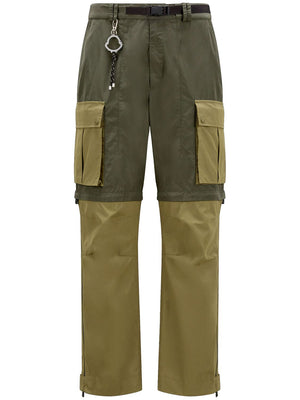 MONCLER PHARRELL WILLIAMS Green Convertible Cargo Trousers for Men