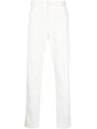 MONCLER Off-White Stretch Cotton Logo Patch Trousers for Men