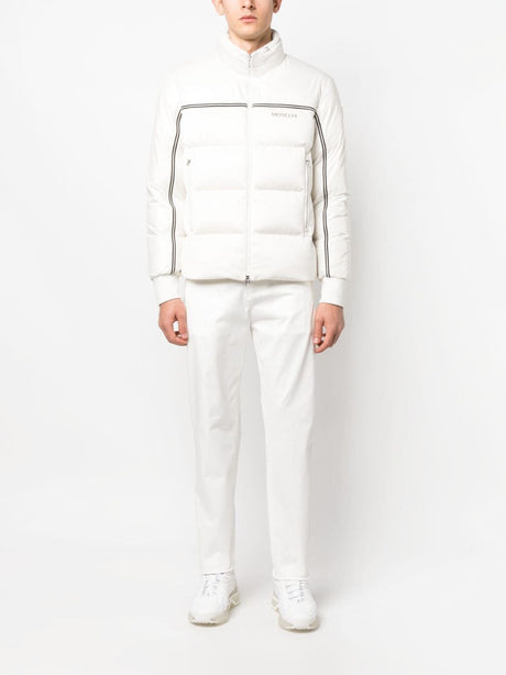 MONCLER Off-White Stretch Cotton Logo Patch Trousers for Men