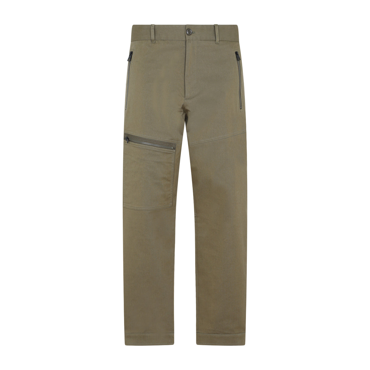 MONCLER Green Multi-Pocket Cotton Trousers for Men