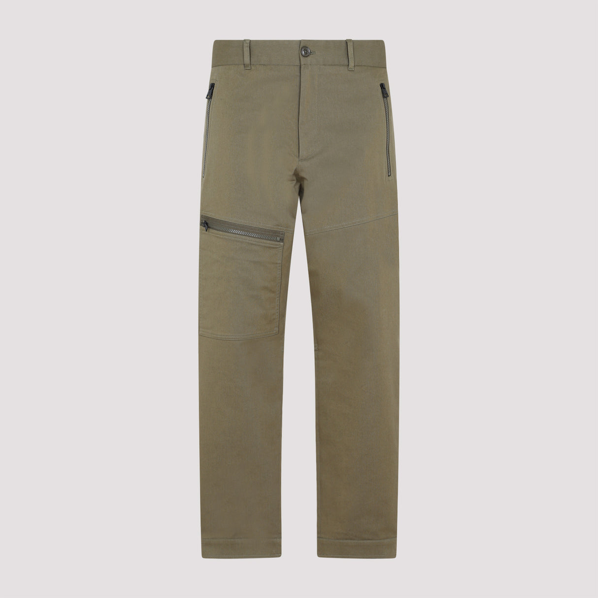 MONCLER Green Multi-Pocket Cotton Trousers for Men