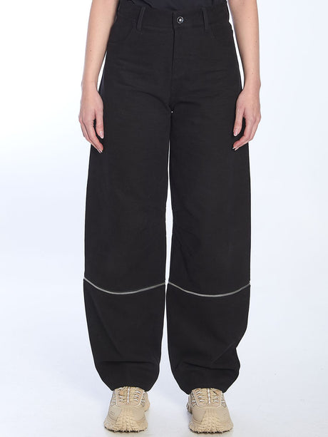 MONCLER GENIUS Baggy Cotton Pants with Zipper Details - Size 40