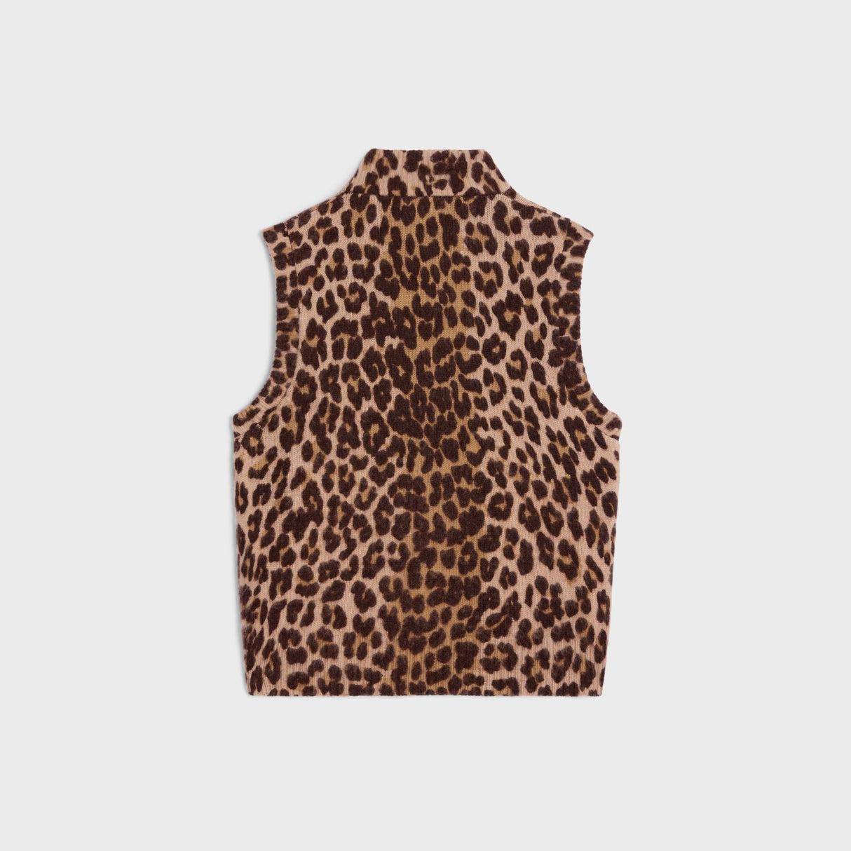 CELINE Leopard Print Cashmere Roll Neck Sweater