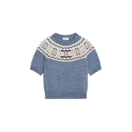 CELINE Fair Isle Triomphe Wool T-Shirt