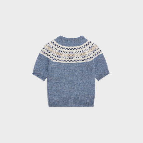 CELINE Fair Isle Triomphe Wool T-Shirt