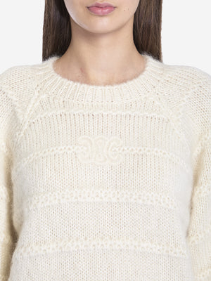 CELINE Oversized Crewneck Sweater with Intarsia Design