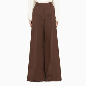 VALENTINO Silk Hazelnut Flared Trousers