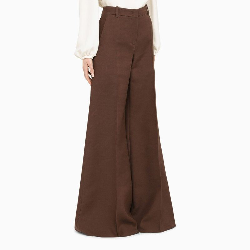 VALENTINO Silk Hazelnut Flared Trousers