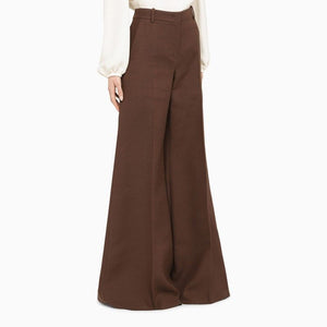 VALENTINO Silk Hazelnut Flared Trousers