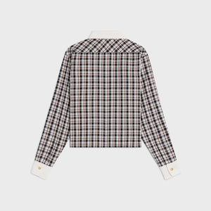 CELINE Silk Checkered Design Long Sleeve Shirt