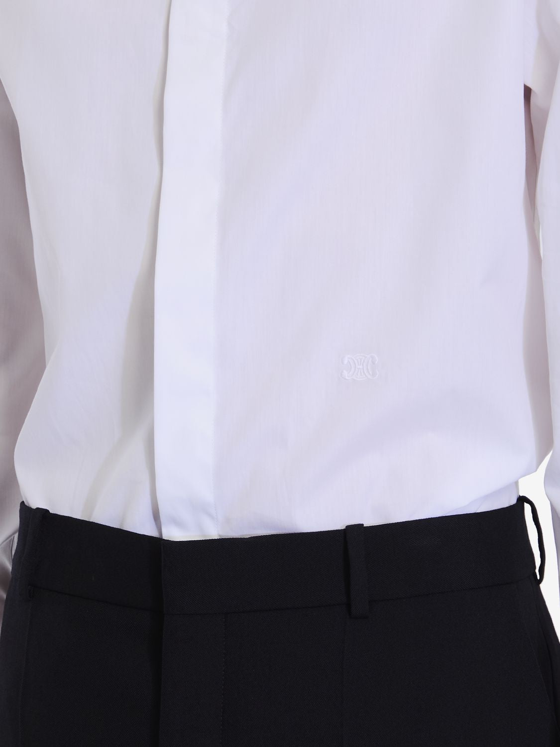 CELINE Elegant White Cotton Poplin Shirt for Men