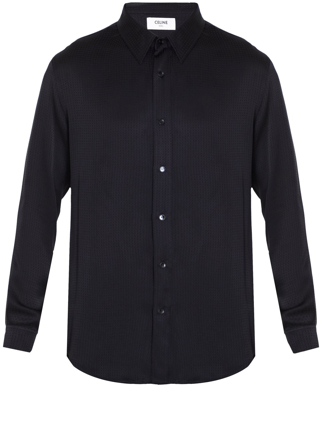 CELINE Black Silk Polka-Dot Shirt for Men