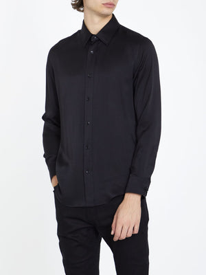 CELINE Black Silk Polka-Dot Shirt for Men