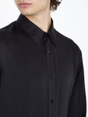 CELINE Black Silk Polka-Dot Shirt for Men