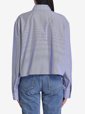 CELINE Cropped Striped Shirt with Embroidered Detail