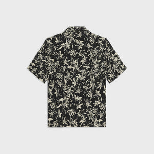 CELINE Hawaiian Black and Vanilla Viscose Shirt with Lily Flower Print for Men - SS24
