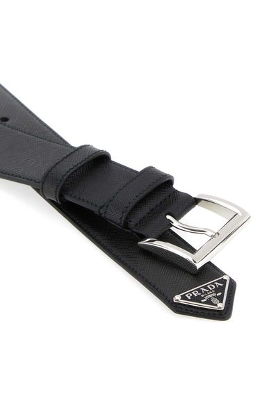 PRADA Elegant 100% Calf Leather Belt - 1.38 Inches Wide