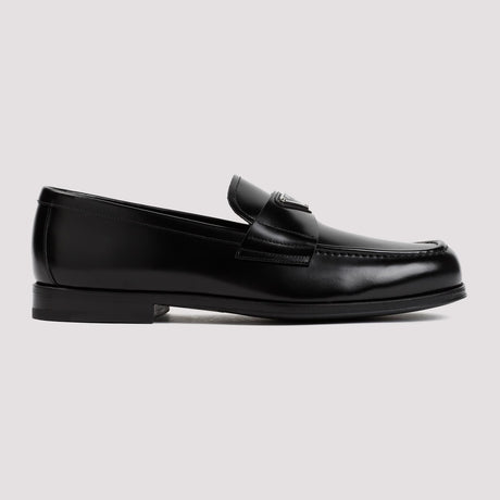 PRADA Classic Black Brushed Leather Loafers for Men