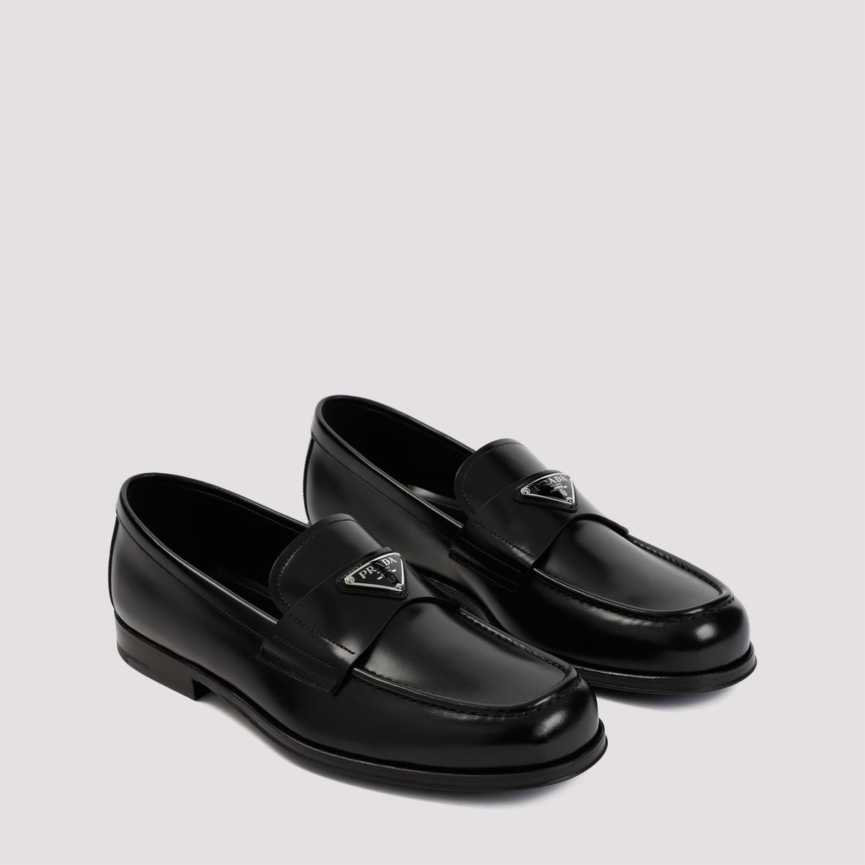 PRADA Classic Black Brushed Leather Loafers for Men