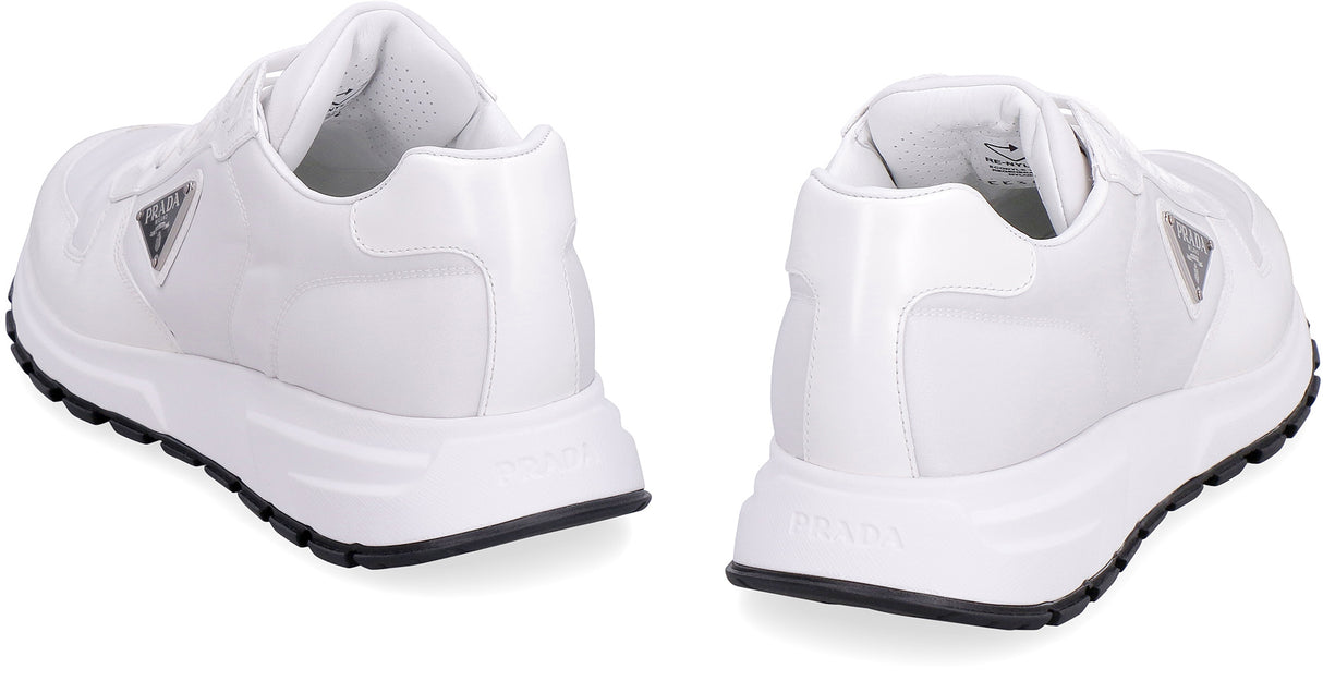 PRADA Eco-Friendly White Nylon and Leather Sneakers for Men