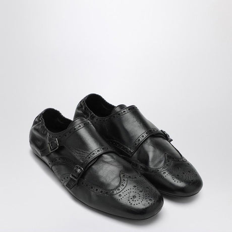 PRADA Double Buckle Leather Brogue Shoes