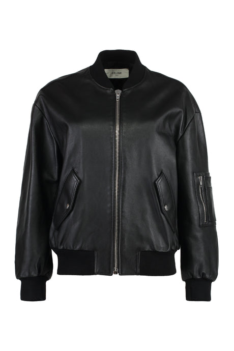 CELINE Leather Jacket with Zipped Pocket - Women’s FW24