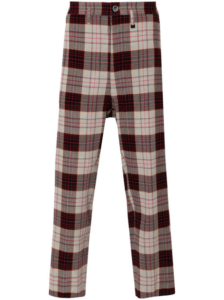 VIVIENNE WESTWOOD Check Trousers - Mid Waist Slim Cut Cropped Leg