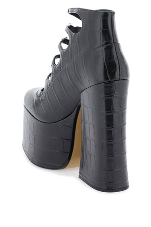 Giày Ankle Croc Nguyên Bản - Giày phụ nữ màu đen cắt khoét chi tiết với Gót cao và Đế đơn