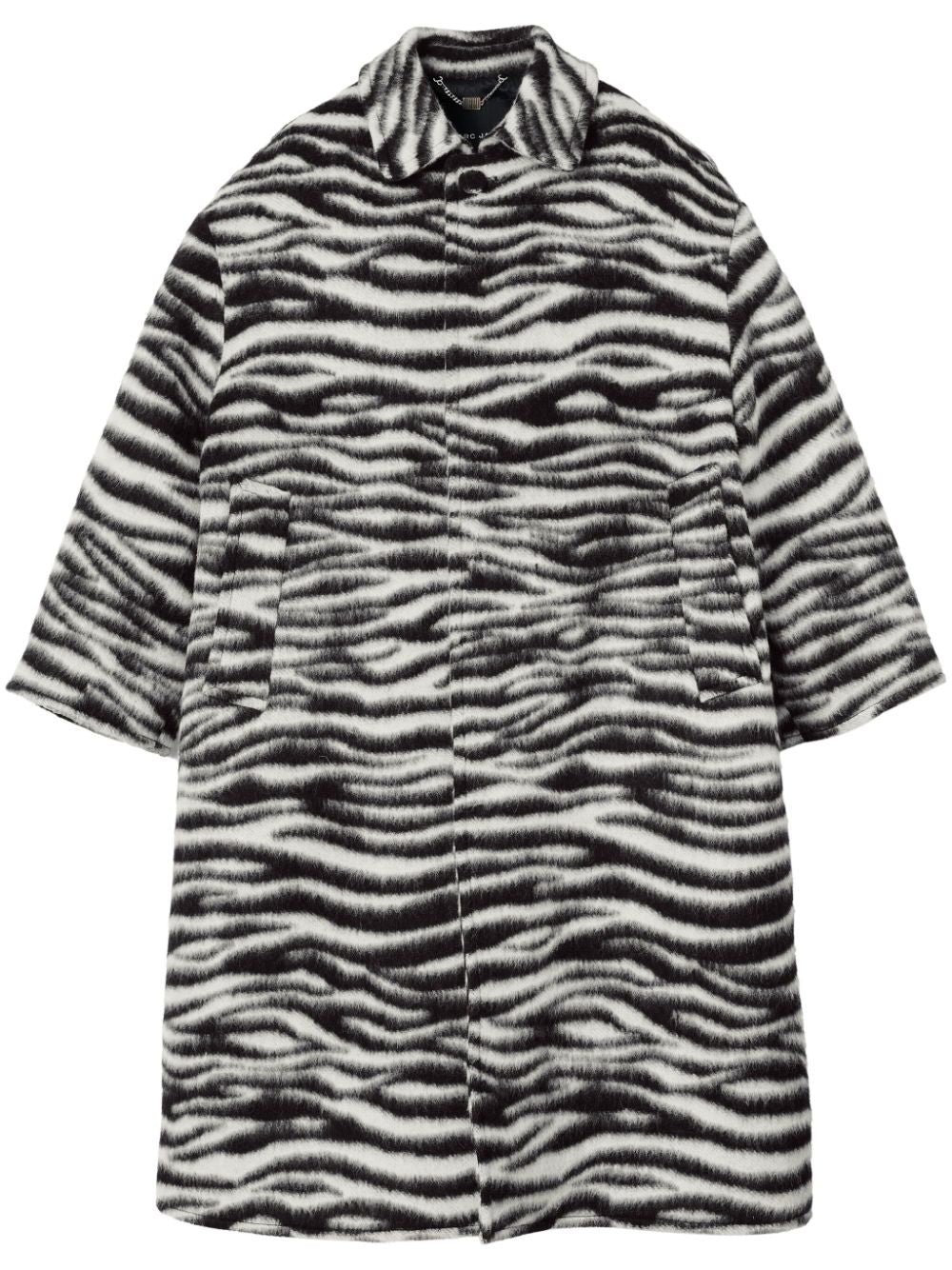 MARC JACOBS Wool Blend Long Zebra Print Jacket for Women