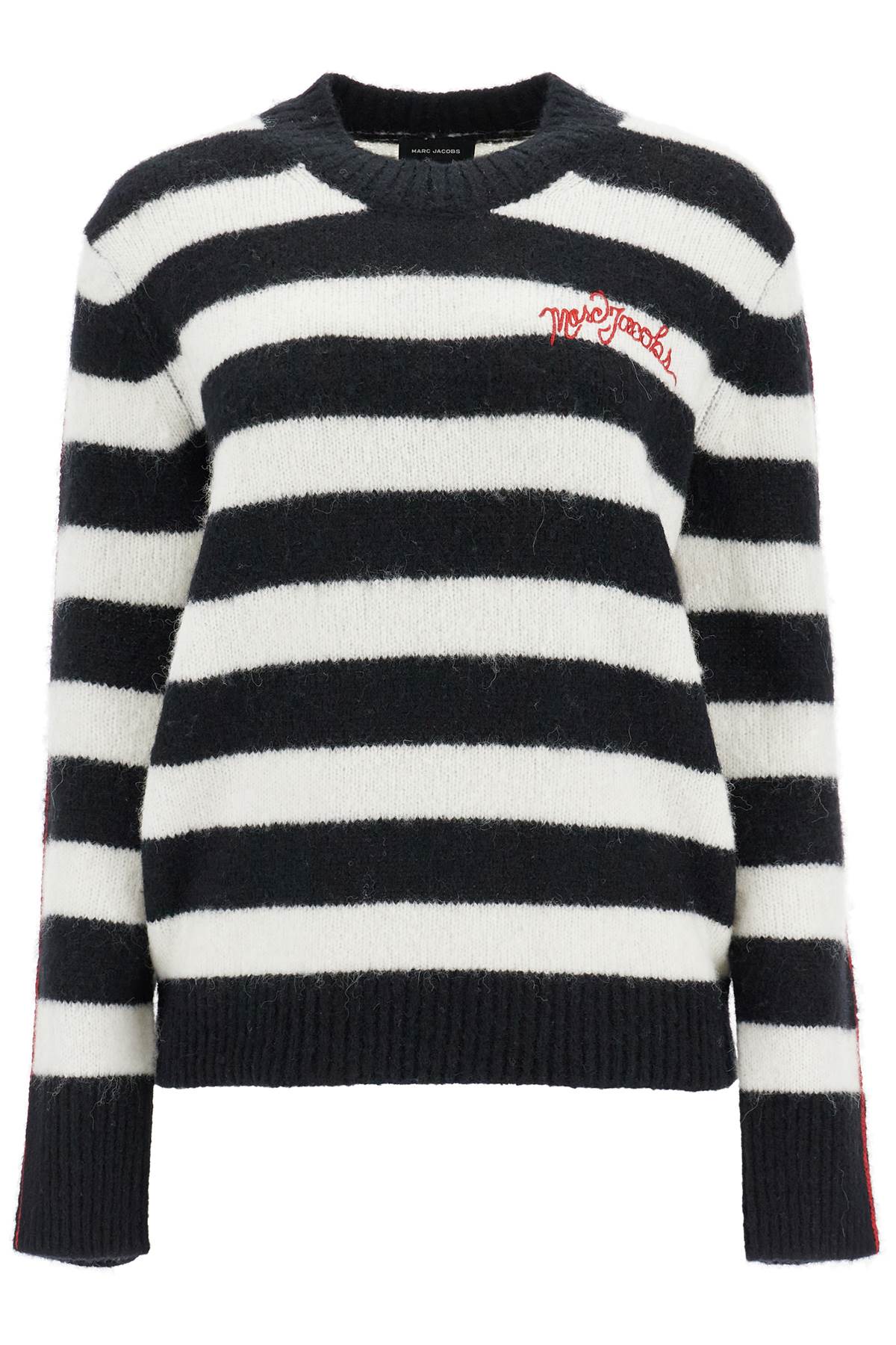 MARC JACOBS Relaxed Fit Striped Brushed Logo Sweater - Women’s XS