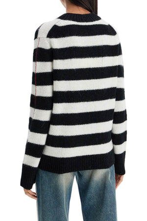 MARC JACOBS Relaxed Fit Striped Brushed Logo Sweater - Women’s XS