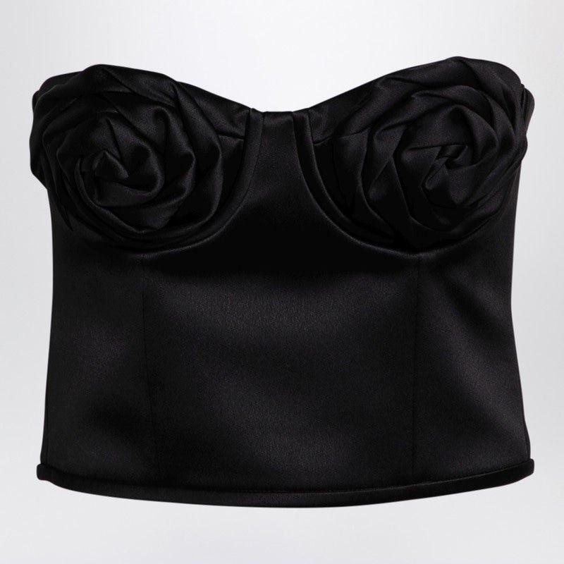 MARC JACOBS Rose Embroidered Black Satin Corset