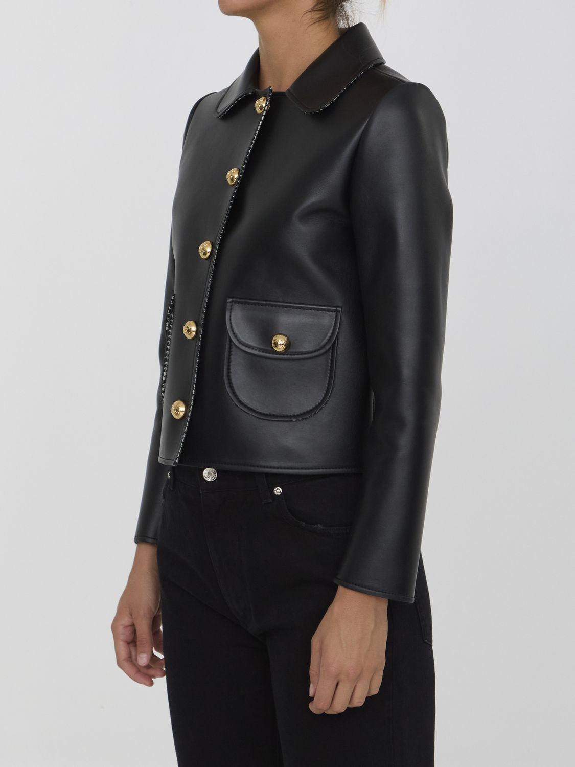 CELINE Elegant Lambskin Jacket with Claudine Collar - Regular Fit