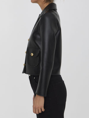 CELINE Elegant Lambskin Jacket with Claudine Collar - Regular Fit