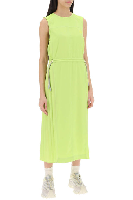 MONCLER Green Pleated Long Dress for Women - SS24 Collection