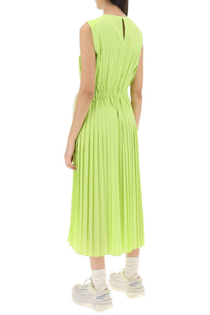 MONCLER Green Pleated Long Dress for Women - SS24 Collection