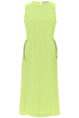 MONCLER Green Pleated Long Dress for Women - SS24 Collection