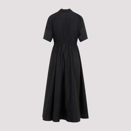 MONCLER Black Nylon Midi Chemisier Dress