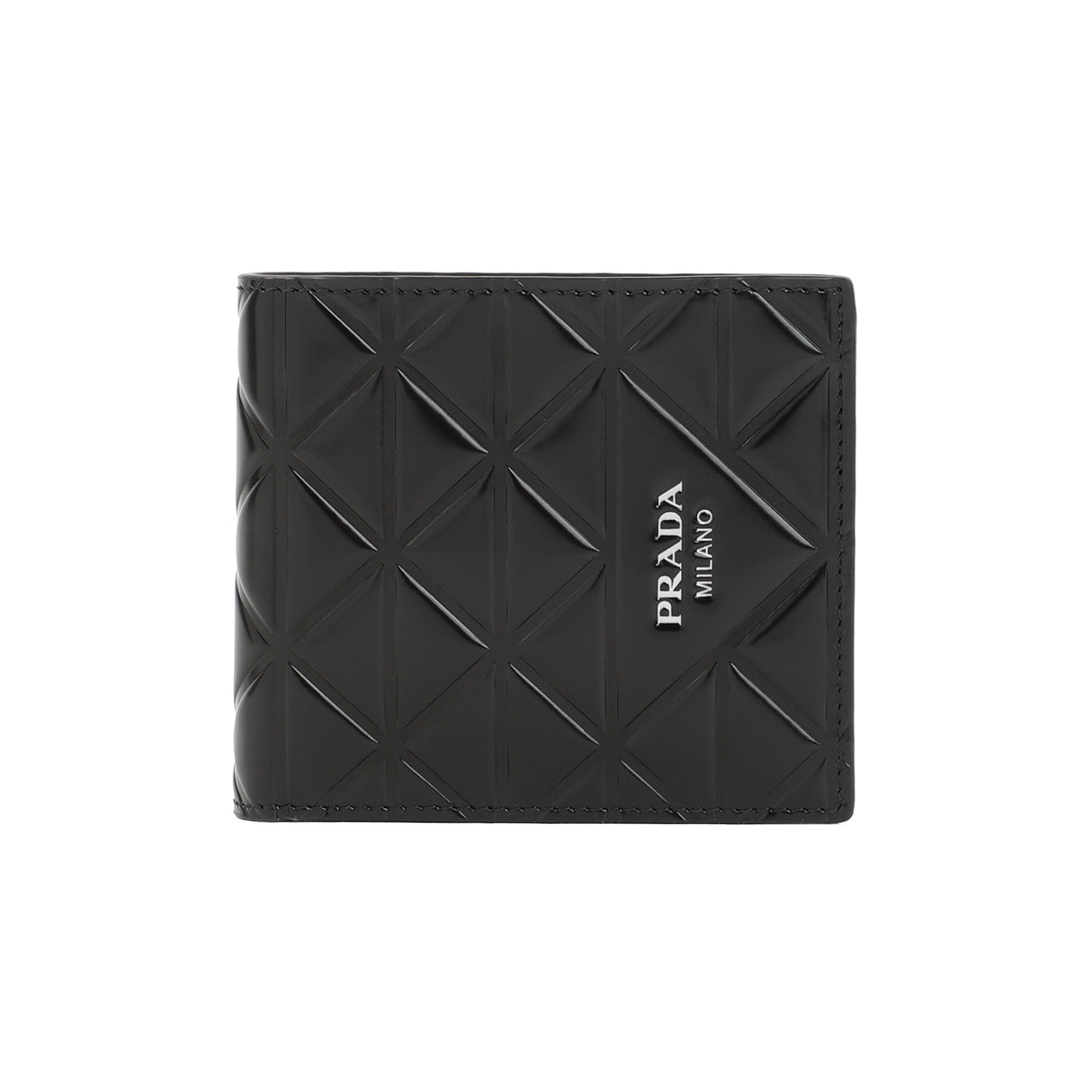 PRADA Black Triangular Horizontal Wallet for Men's Accessories