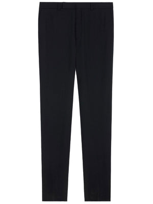 CELINE Men's Black Wool Gabardine Trousers for FW23