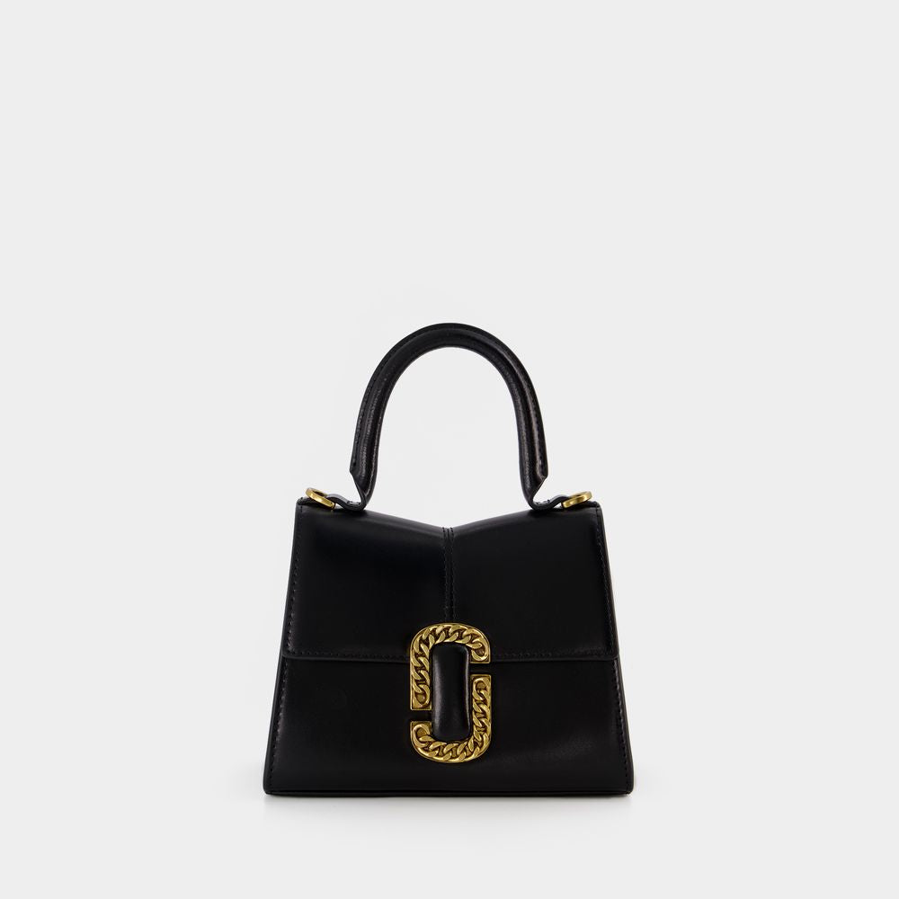 MARC JACOBS Mini Hobo Black Leather Handbag for Women - FW24 Collection
